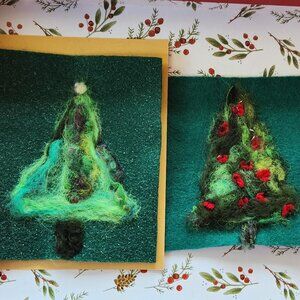 Hand felted Christmas tree, flat, or standing, per request.